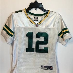 Aaron Rodgers #12 Jersey NFL White Med RBK Women